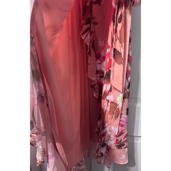 NWT Premier Amour Peach Floral Asymmetrical Midi Dress Size 4 - Picture 5 of 11
